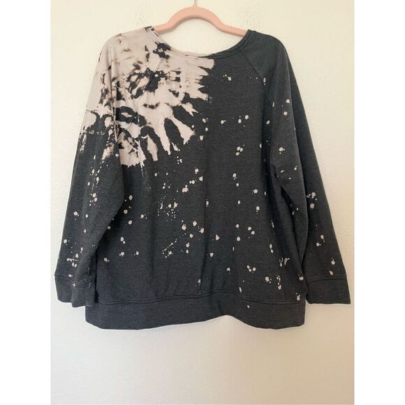 Torrid Black Bleach Splatter Terry Pullover Sweatshirt - Picture 3 of 4